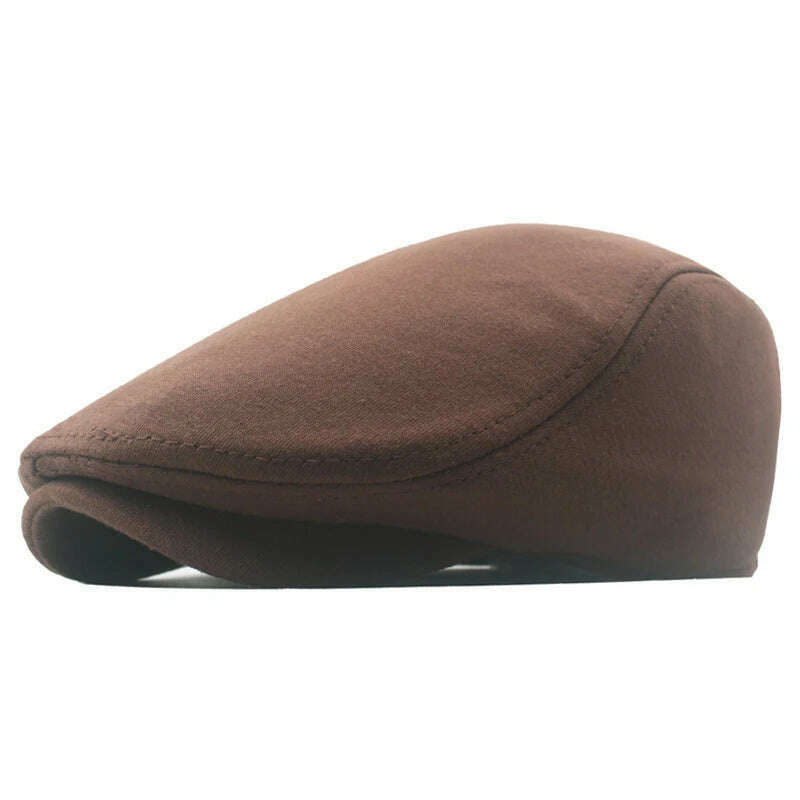 Autumn Winter British Style Newsboy Beret Cap Men'S Golf Driving Sun Flat Cabbie Hat Gatsby Ivy Cap Solid Soft Peaked Cap - KIMLUD