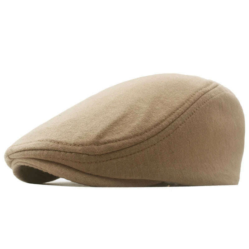 Autumn Winter British Style Newsboy Beret Cap Men'S Golf Driving Sun Flat Cabbie Hat Gatsby Ivy Cap Solid Soft Peaked Cap - KIMLUD