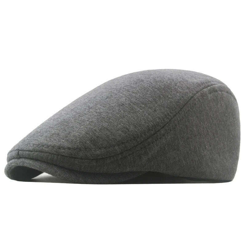 Autumn Winter British Style Newsboy Beret Cap Men'S Golf Driving Sun Flat Cabbie Hat Gatsby Ivy Cap Solid Soft Peaked Cap - KIMLUD