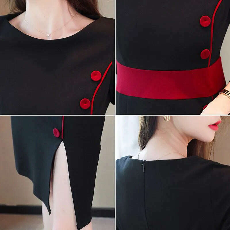 KIMLUD, Autumn Winter High Waist Buttons Bodycon Dress Women Elegant Fashion Evening Dresses Ladies Temperament Robe Vestido De Fiesta, KIMLUD Womens Clothes
