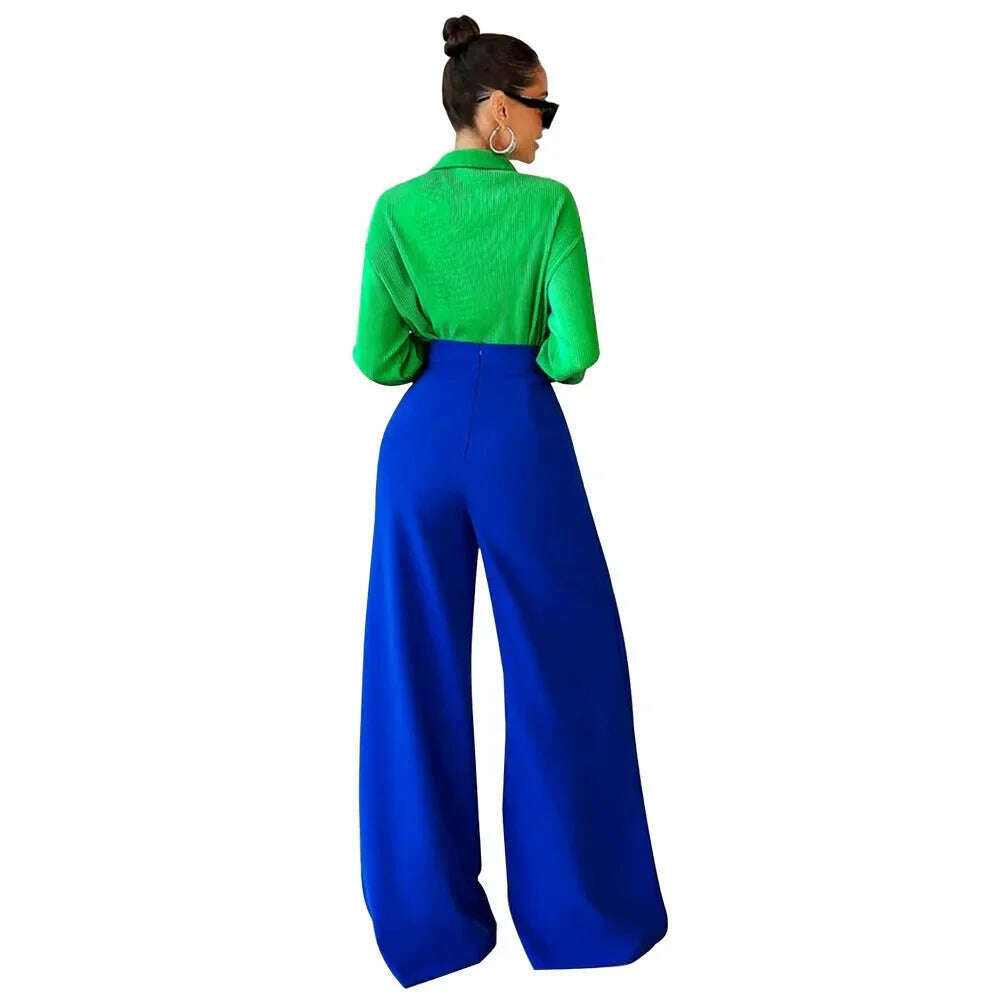 KIMLUD, Autumn Winter Solid Color Casual Wide Leg Pants Women Asymmetric Casual High Waisted Wide Leg Pants Floor Length for Women, KIMLUD Womens Clothes