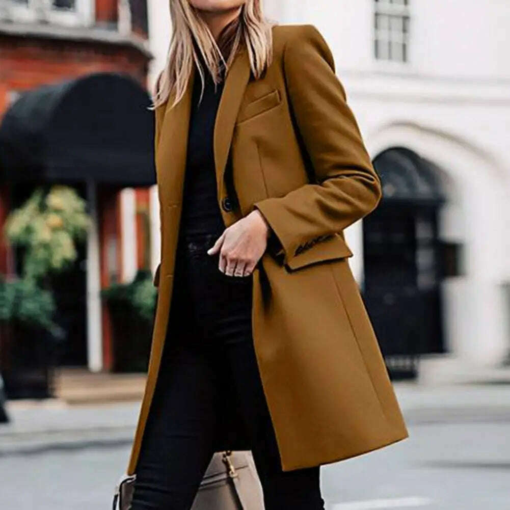 Autumn Winter Trench Coat for Women Suit Coat Single-breasted Long Blazer Jacket Women Coat sobretudo feminino ветровка женская - KIMLUD