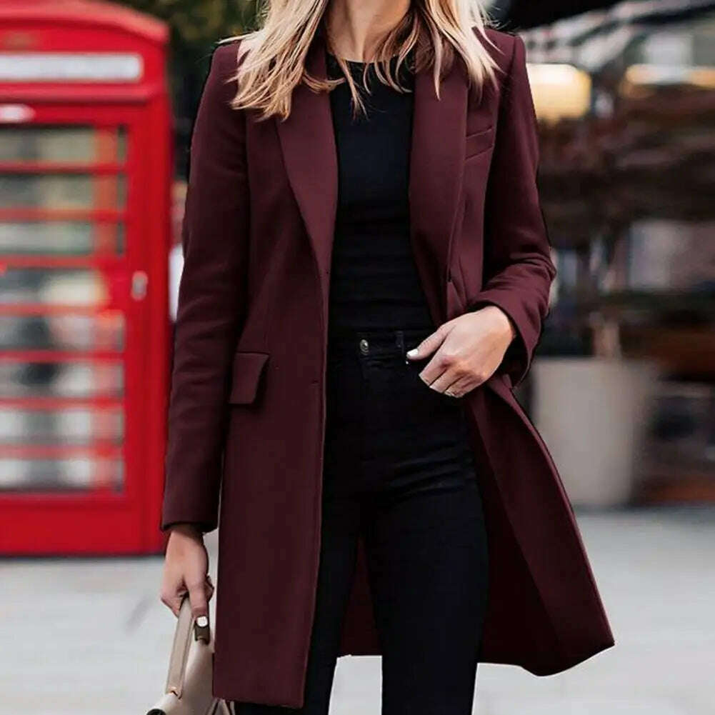 Autumn Winter Trench Coat for Women Suit Coat Single-breasted Long Blazer Jacket Women Coat sobretudo feminino ветровка женская - KIMLUD