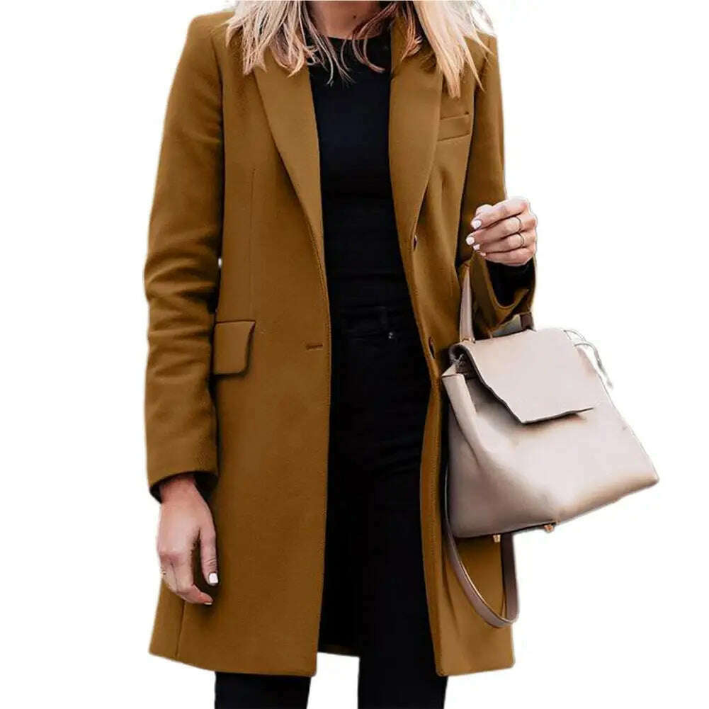 Autumn Winter Trench Coat for Women Suit Coat Single-breasted Long Blazer Jacket Women Coat sobretudo feminino ветровка женская - KIMLUD
