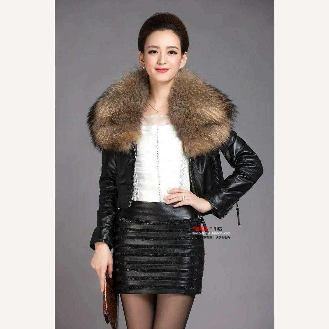 KIMLUD, Autumn Winter Women Genuine Sheepskin Leather Jacket Real Leather Coat with Ultra Large Raccoon Fur Collar Fashion Streetwear, black / S bust 86cm, KIMLUD Womens Clothes