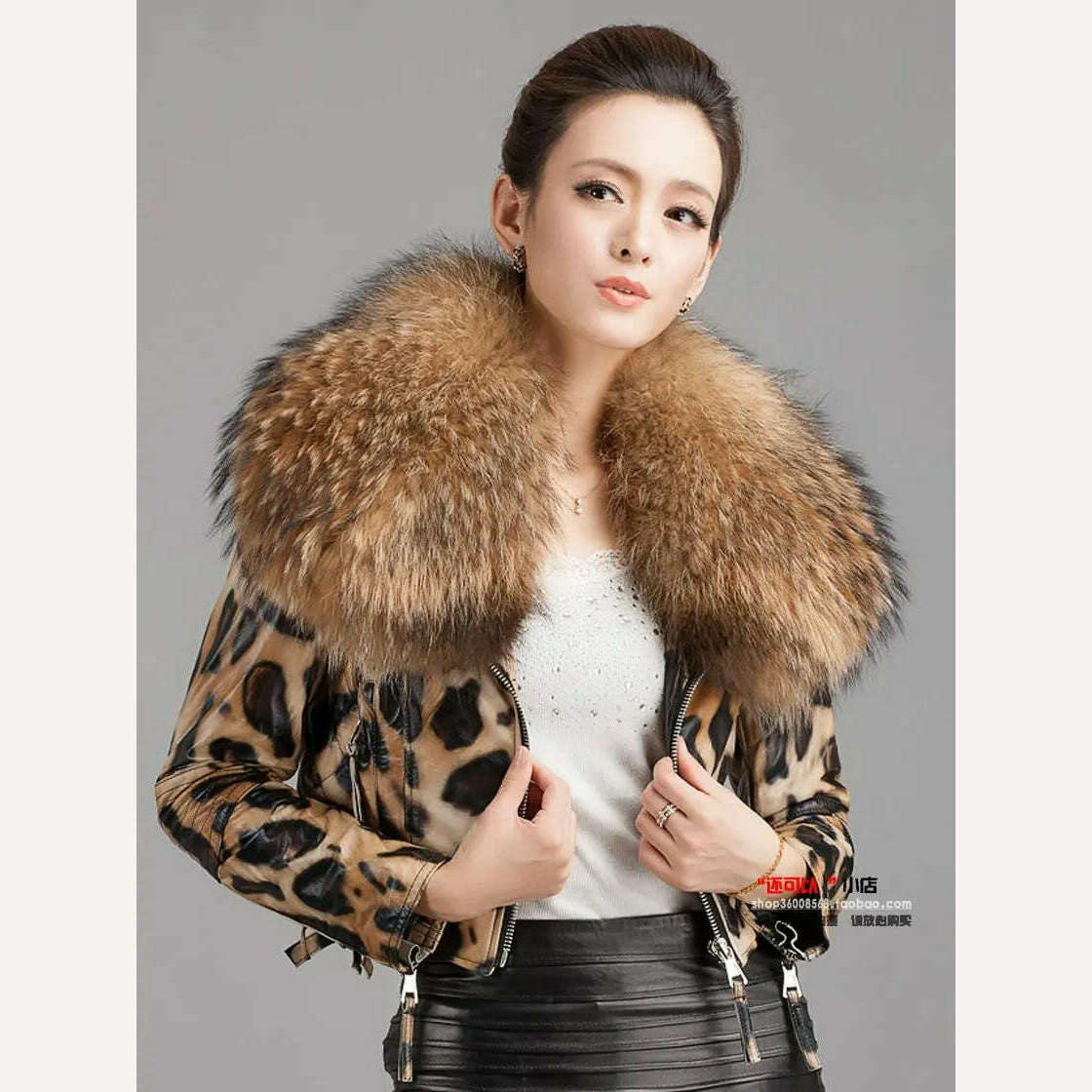 KIMLUD, Autumn Winter Women Genuine Sheepskin Leather Jacket Real Leather Coat with Ultra Large Raccoon Fur Collar Fashion Streetwear, KIMLUD Womens Clothes