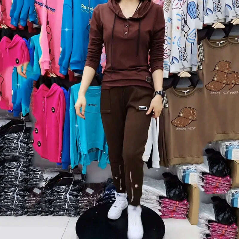 KIMLUD, Autumn Winter Women Pants Add Velvet Pants Elastic Waist Zipper Guard Harem Pants Casual Sports Trousers Female Harem Pants, KIMLUD Womens Clothes