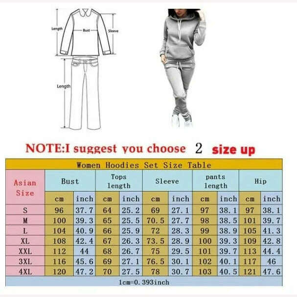 Autumn Women's Fleece Tracksuit 2 Pieces Set Pullover Hoodies+Pants Sport Suit Female Winter Warm Sweatshirt Suit for Woman - KIMLUD