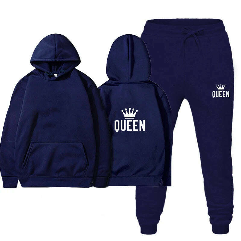 Autumn Women's Pullovers Print Hooded Suits Hoodie Fashion Long Pants Two-piece Set Fashionable Female Tracksuit Sportswear 2024 - KIMLUD