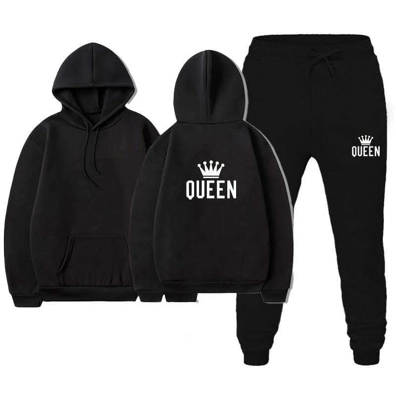 Autumn Women's Pullovers Print Hooded Suits Hoodie Fashion Long Pants Two-piece Set Fashionable Female Tracksuit Sportswear 2024 - KIMLUD