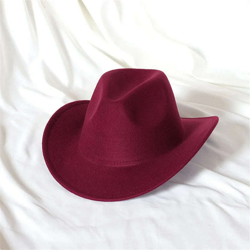 KIMLUD, Autumn/Winter 2023 New Western Men's Woolen Cowboy hat Metal Buckle Autumn/Winter Imitation Wool Vintage Knight Hat chapeu cowb, KIMLUD Womens ClothesKIMLUD, Autumn/Winter 2023 New Western Men's Woolen Cowboy hat Metal Buckle Autumn/Winter Imitation Wool Vintage Knight Hat chapeu cowb, 18 / M55-58cm, KIMLUD APPAREL - Womens Clothes