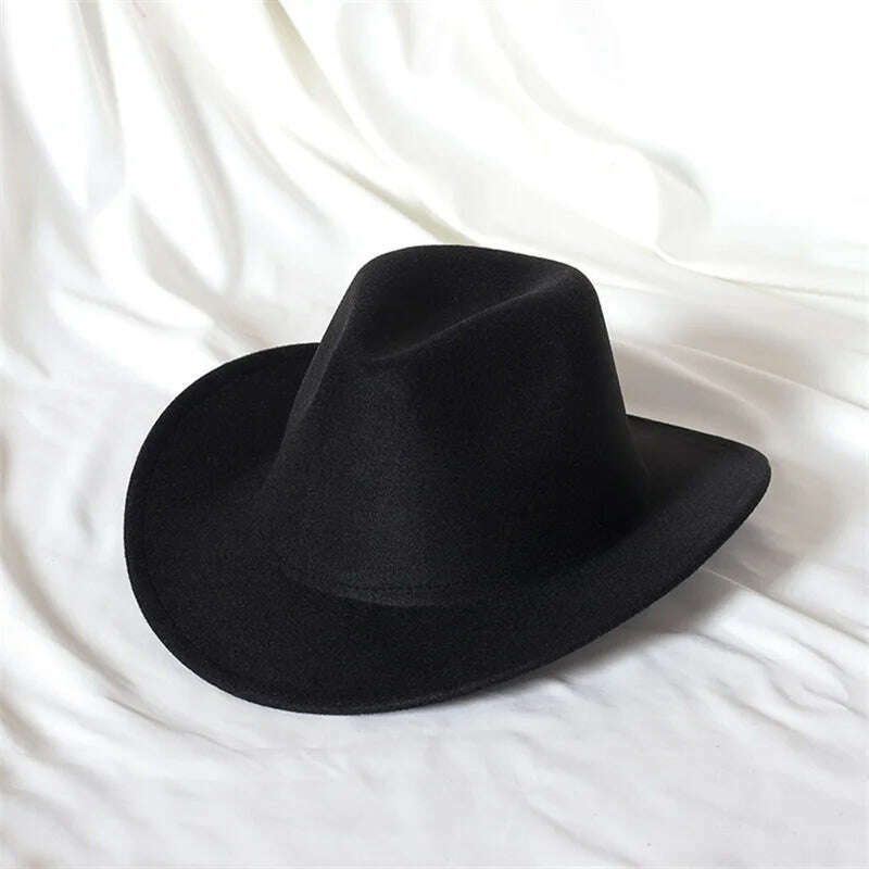 KIMLUD, Autumn/Winter 2023 New Western Men's Woolen Cowboy hat Metal Buckle Autumn/Winter Imitation Wool Vintage Knight Hat chapeu cowb, KIMLUD Womens ClothesKIMLUD, Autumn/Winter 2023 New Western Men's Woolen Cowboy hat Metal Buckle Autumn/Winter Imitation Wool Vintage Knight Hat chapeu cowb, 14 / M55-58cm, KIMLUD APPAREL - Womens Clothes