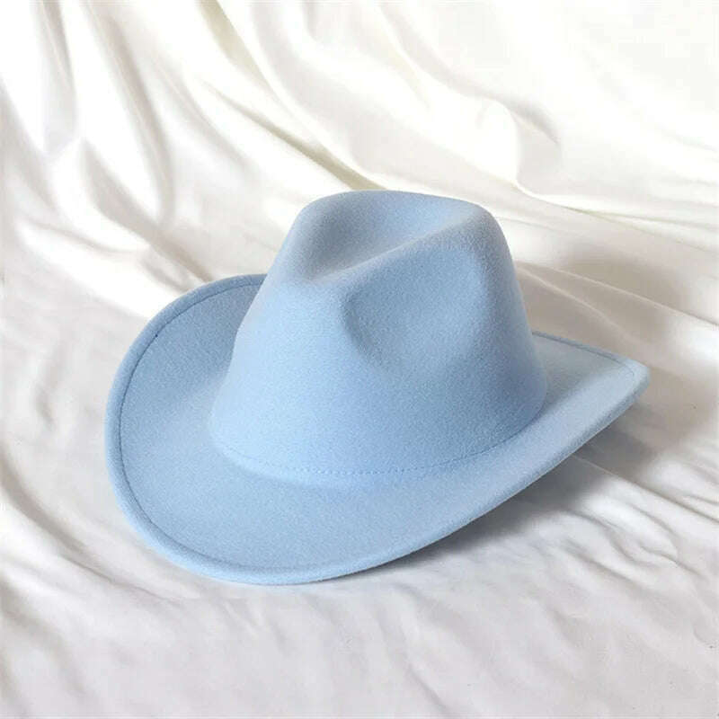 KIMLUD, Autumn/Winter 2023 New Western Men's Woolen Cowboy hat Metal Buckle Autumn/Winter Imitation Wool Vintage Knight Hat chapeu cowb, KIMLUD Womens ClothesKIMLUD, Autumn/Winter 2023 New Western Men's Woolen Cowboy hat Metal Buckle Autumn/Winter Imitation Wool Vintage Knight Hat chapeu cowb, 11 / M55-58cm, KIMLUD APPAREL - Womens Clothes
