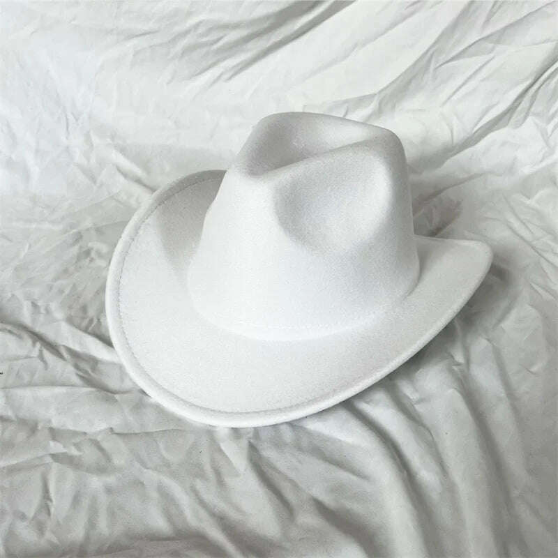 KIMLUD, Autumn/Winter 2023 New Western Men's Woolen Cowboy hat Metal Buckle Autumn/Winter Imitation Wool Vintage Knight Hat chapeu cowb, KIMLUD Womens ClothesKIMLUD, Autumn/Winter 2023 New Western Men's Woolen Cowboy hat Metal Buckle Autumn/Winter Imitation Wool Vintage Knight Hat chapeu cowb, 21 1 / M55-58cm, KIMLUD APPAREL - Womens Clothes