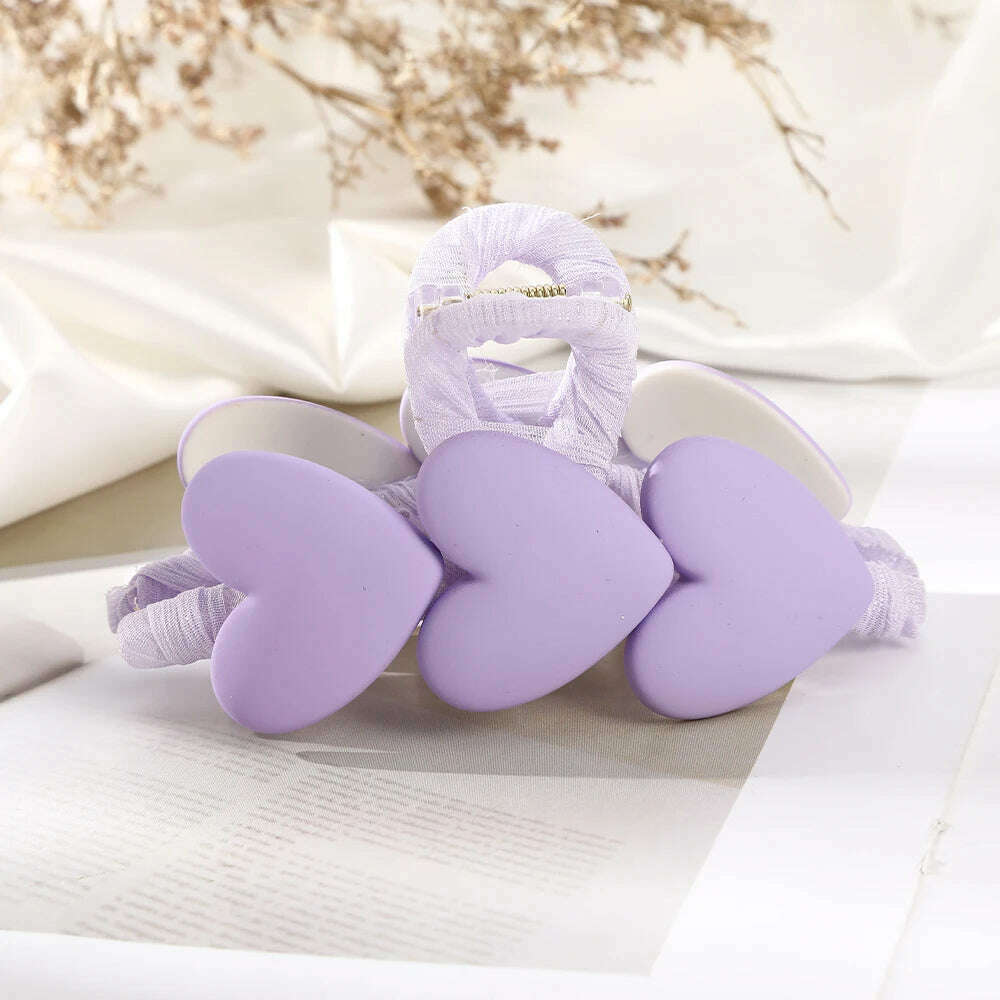 AWAYTR New Korea Heart Shape Acrylic Hair Claws Crab Large Pearl Claw Clips for Woman Girls Bath Barrette Lady Fashion Headdress - KIMLUD