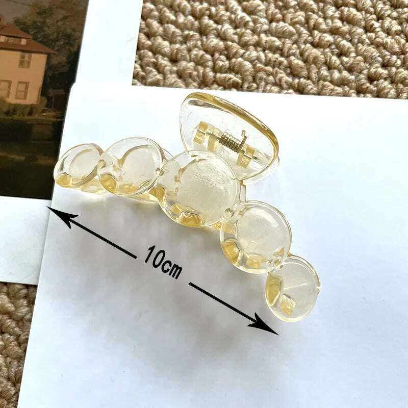 AWAYTR New Korea Heart Shape Acrylic Hair Claws Crab Large Pearl Claw Clips for Woman Girls Bath Barrette Lady Fashion Headdress - KIMLUD