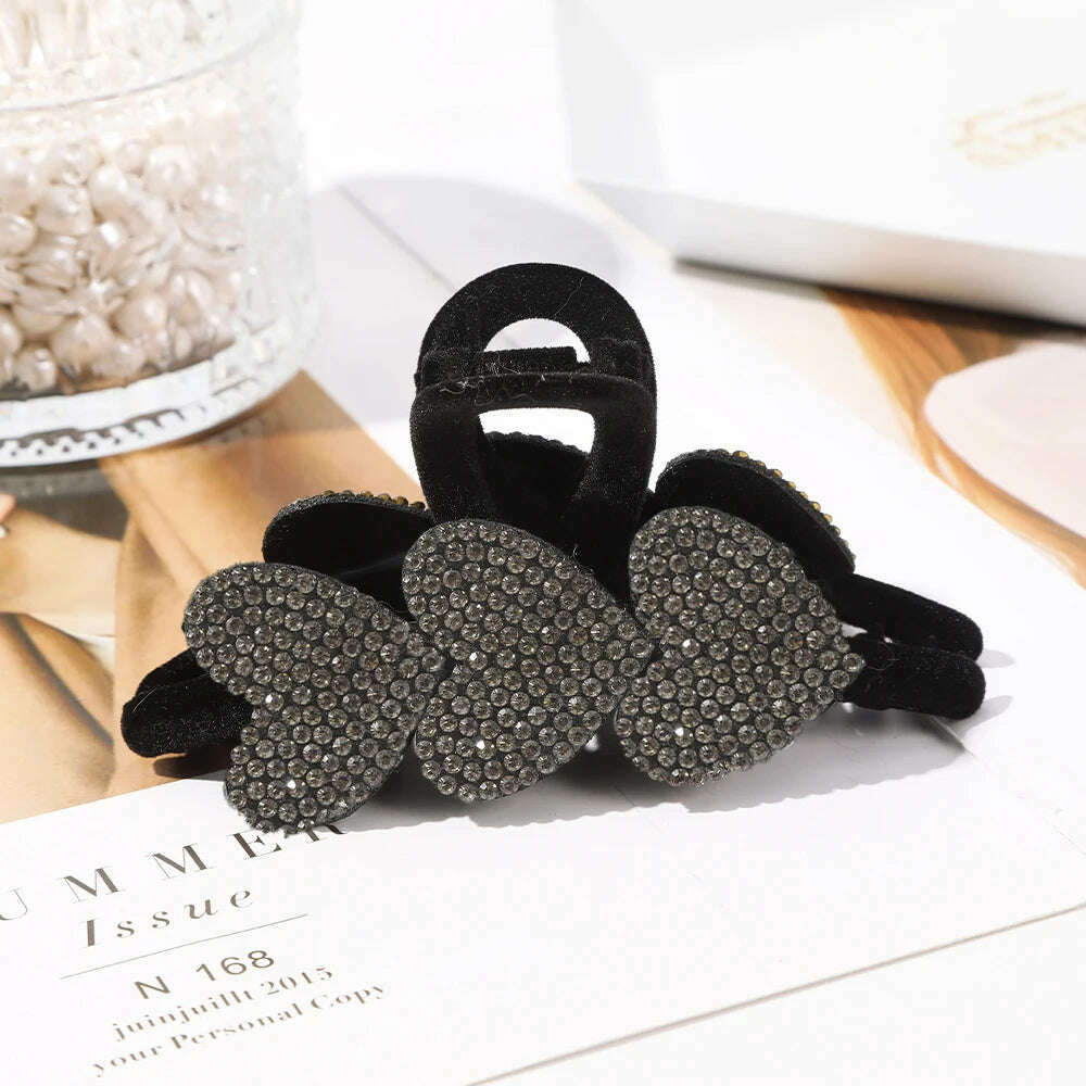 AWAYTR New Korea Heart Shape Acrylic Hair Claws Crab Large Pearl Claw Clips for Woman Girls Bath Barrette Lady Fashion Headdress - KIMLUD