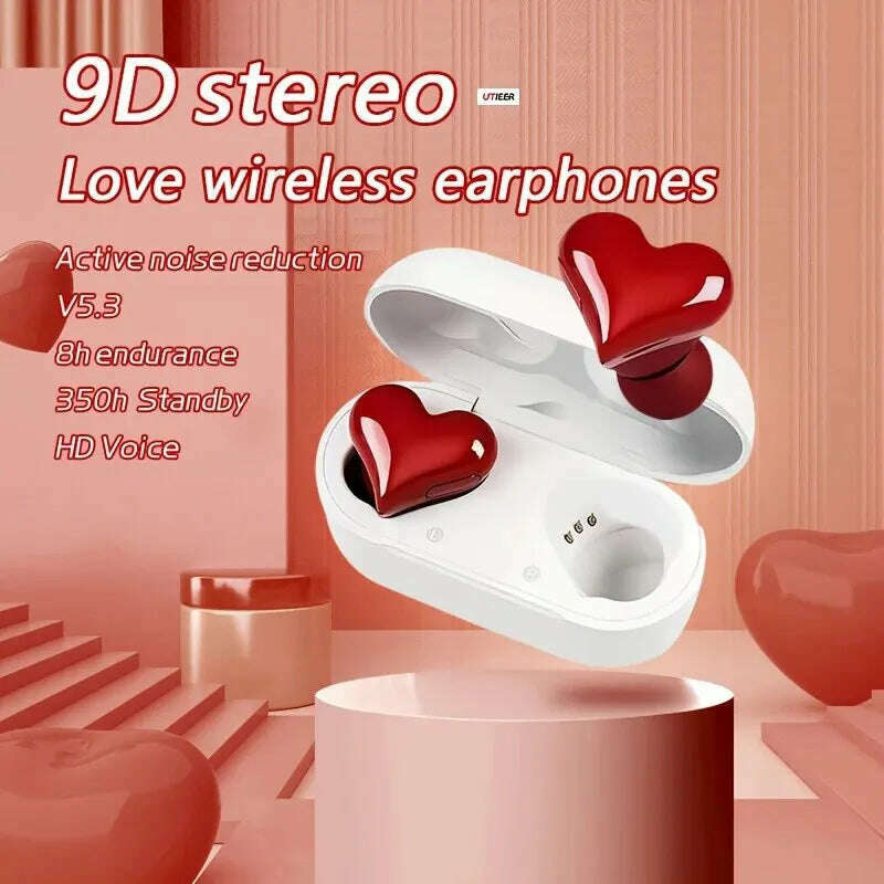 KIMLUD, AX30 New Heart Shaped Wireless Design Girls In Ear Wireless Bluetooth Earphones Cute And Fashionable Appearance, KIMLUD Womens Clothes