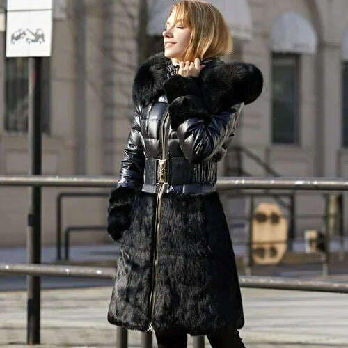 KIMLUD, AYUNSUE Real Fox Fur Hooded Women's Winter Down Jacket Female 90% Duck Down Coat Woman Thick Warm Parkas Mujeres Abrigos U13108, KIMLUD Womens ClothesKIMLUD, AYUNSUE Real Fox Fur Hooded Women's Winter Down Jacket Female 90% Duck Down Coat Woman Thick Warm Parkas Mujeres Abrigos U13108, Black / XL, KIMLUD APPAREL - Womens Clothes