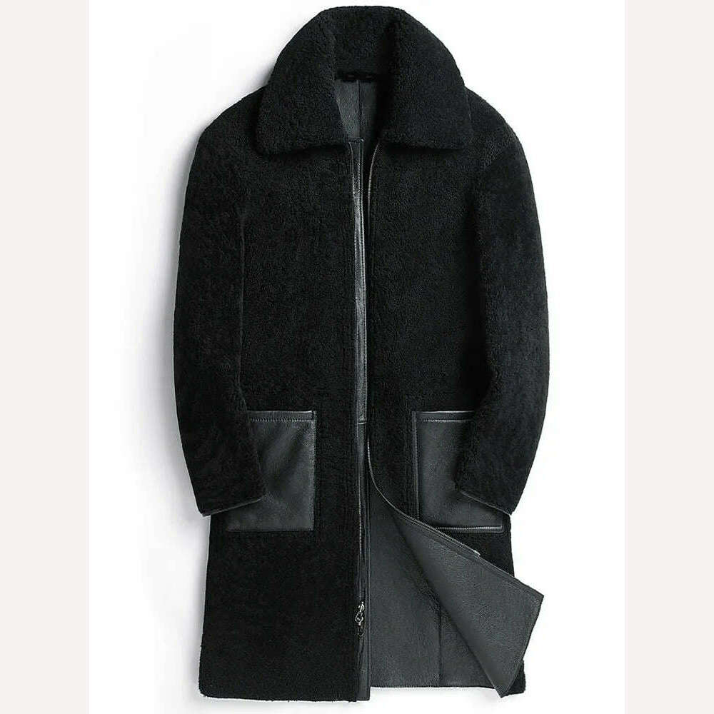 KIMLUD, AYUNSUE Sheep Shearling Genuine Leather Jacket Men Winter Real Fur Coat Sheepskin Leather Coats Double-sided Wear 8408 KJ3633, KIMLUD Womens Clothes