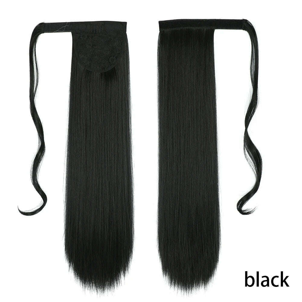 KIMLUD, AZIR Synthetic Long Straight Wrap Around Clip on Ponytail Hair Extension Heat Resistant Pony Tail Fake Hair Brown Gray, KIMLUD Womens ClothesKIMLUD, AZIR Synthetic Long Straight Wrap Around Clip on Ponytail Hair Extension Heat Resistant Pony Tail Fake Hair Brown Gray, 1 / CHINA / 22inches, KIMLUD APPAREL - Womens Clothes