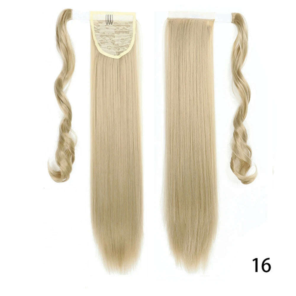 KIMLUD, AZIR Synthetic Long Straight Wrap Around Clip on Ponytail Hair Extension Heat Resistant Pony Tail Fake Hair Brown Gray, KIMLUD Womens ClothesKIMLUD, AZIR Synthetic Long Straight Wrap Around Clip on Ponytail Hair Extension Heat Resistant Pony Tail Fake Hair Brown Gray, 16 / CHINA / 22inches, KIMLUD APPAREL - Womens Clothes