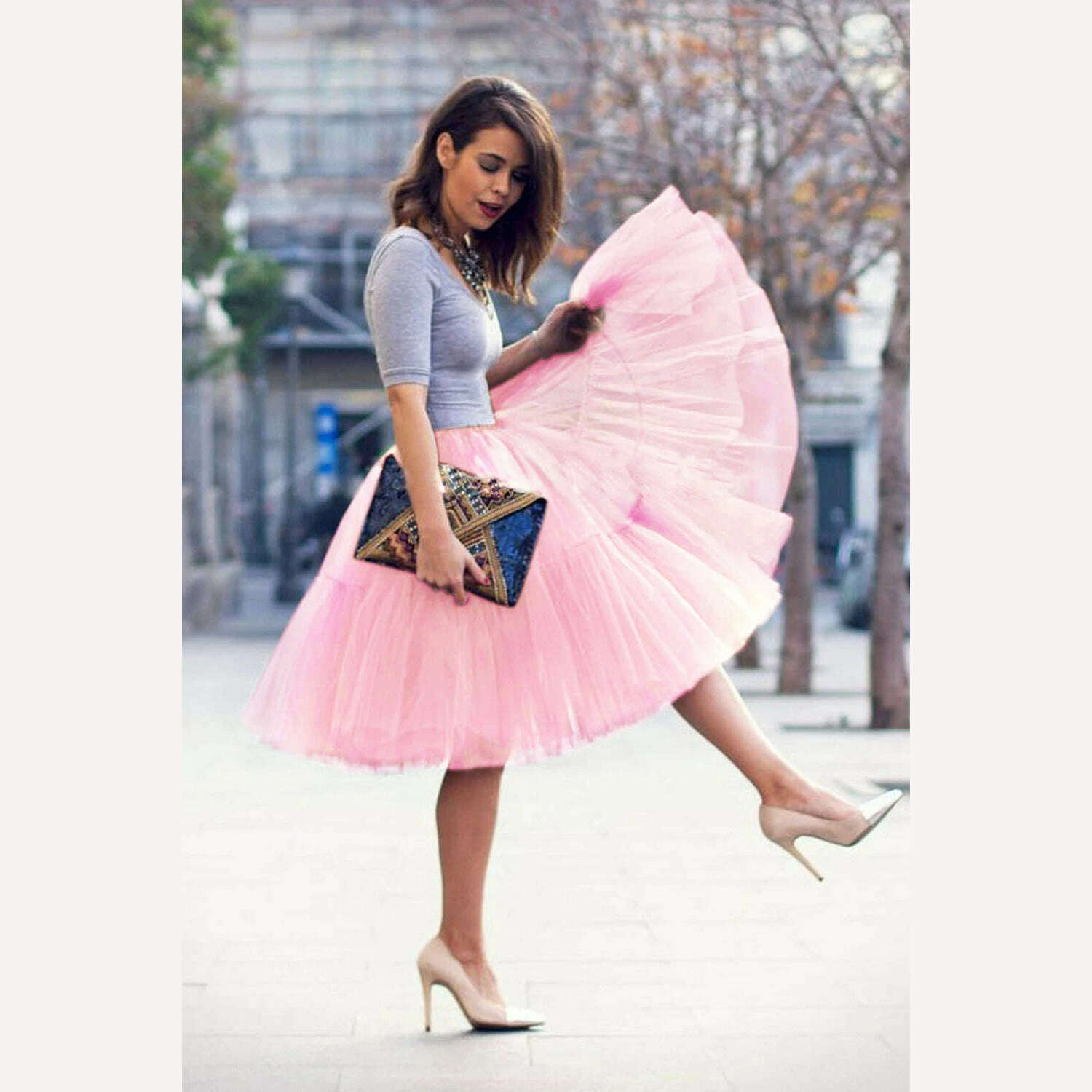 KIMLUD, BABYONLINE 15 Colors Fluffy Petticoat Adult Underskirt with Layers Tutu Tulle Bridal Midi Skirt Elastic Waist Women Prom Evening, KIMLUD Womens ClothesKIMLUD, BABYONLINE 15 Colors Fluffy Petticoat Adult Underskirt with Layers Tutu Tulle Bridal Midi Skirt Elastic Waist Women Prom Evening, Pink / Free Size, KIMLUD APPAREL - Womens Clothes