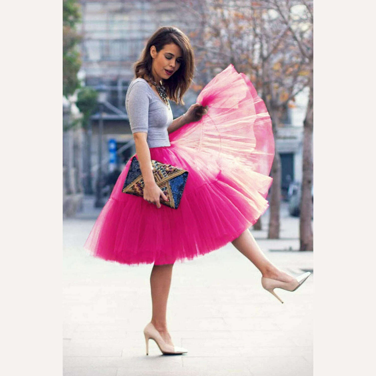 KIMLUD, BABYONLINE 15 Colors Fluffy Petticoat Adult Underskirt with Layers Tutu Tulle Bridal Midi Skirt Elastic Waist Women Prom Evening, KIMLUD Womens ClothesKIMLUD, BABYONLINE 15 Colors Fluffy Petticoat Adult Underskirt with Layers Tutu Tulle Bridal Midi Skirt Elastic Waist Women Prom Evening, Rose / Free Size, KIMLUD APPAREL - Womens Clothes