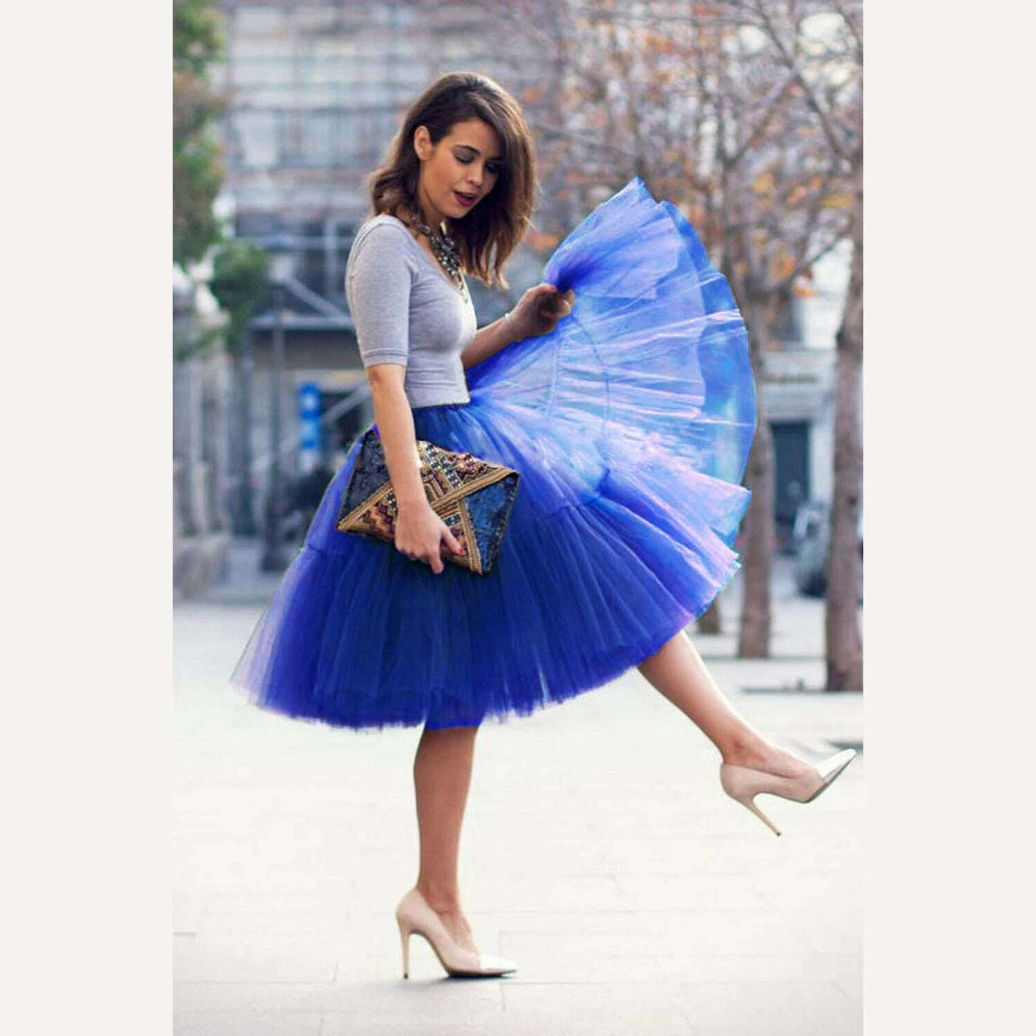 KIMLUD, BABYONLINE 15 Colors Fluffy Petticoat Adult Underskirt with Layers Tutu Tulle Bridal Midi Skirt Elastic Waist Women Prom Evening, KIMLUD Womens ClothesKIMLUD, BABYONLINE 15 Colors Fluffy Petticoat Adult Underskirt with Layers Tutu Tulle Bridal Midi Skirt Elastic Waist Women Prom Evening, Royal Blue / Free Size, KIMLUD APPAREL - Womens Clothes