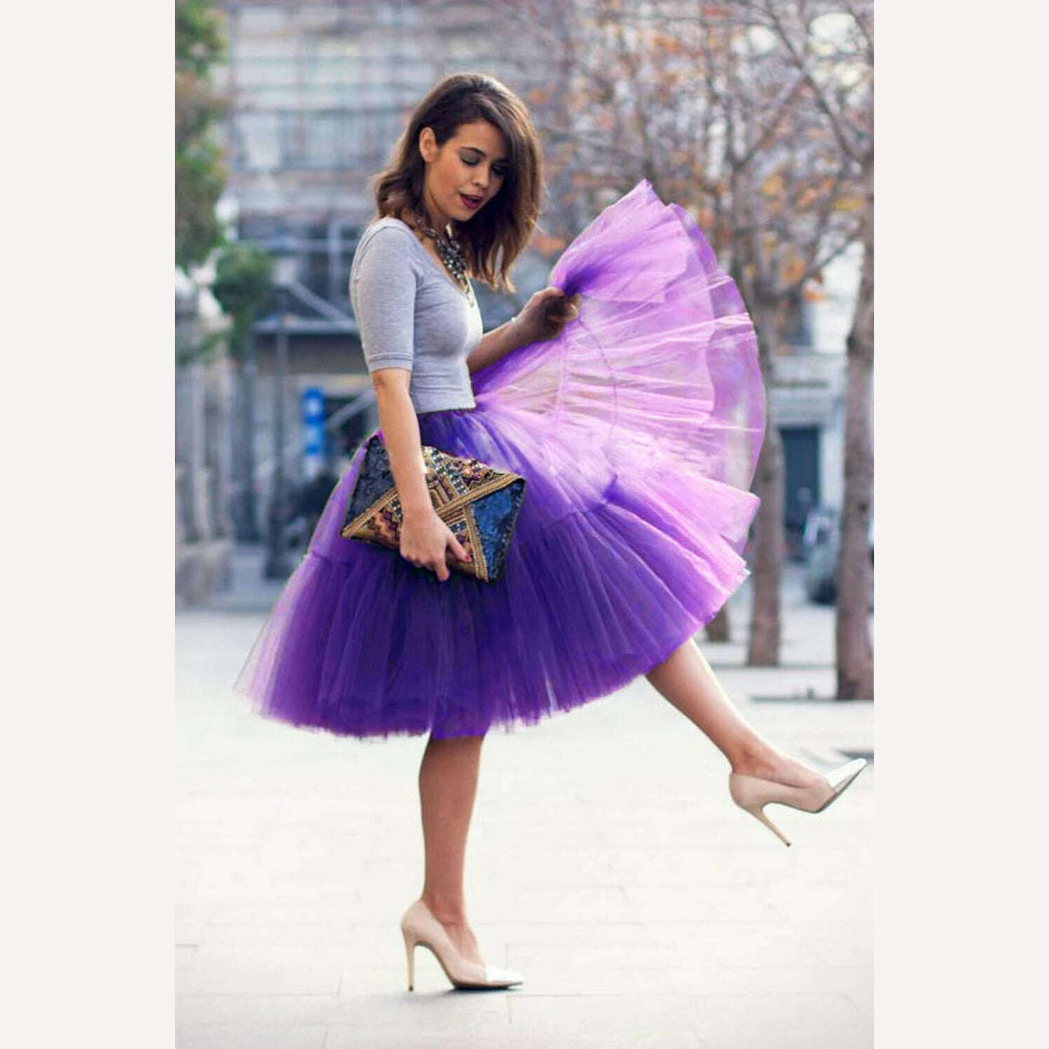 KIMLUD, BABYONLINE 15 Colors Fluffy Petticoat Adult Underskirt with Layers Tutu Tulle Bridal Midi Skirt Elastic Waist Women Prom Evening, KIMLUD Womens ClothesKIMLUD, BABYONLINE 15 Colors Fluffy Petticoat Adult Underskirt with Layers Tutu Tulle Bridal Midi Skirt Elastic Waist Women Prom Evening, Purple / Free Size, KIMLUD APPAREL - Womens Clothes