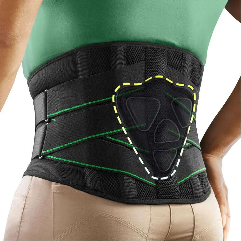 KIMLUD, Back Brace for Lower Back Pain Relief Men Women,Breathable Back Support Brace with 3D Lumbar Support Pad for Lifting At Work, B-green / XXL, KIMLUD APPAREL - Womens Clothes