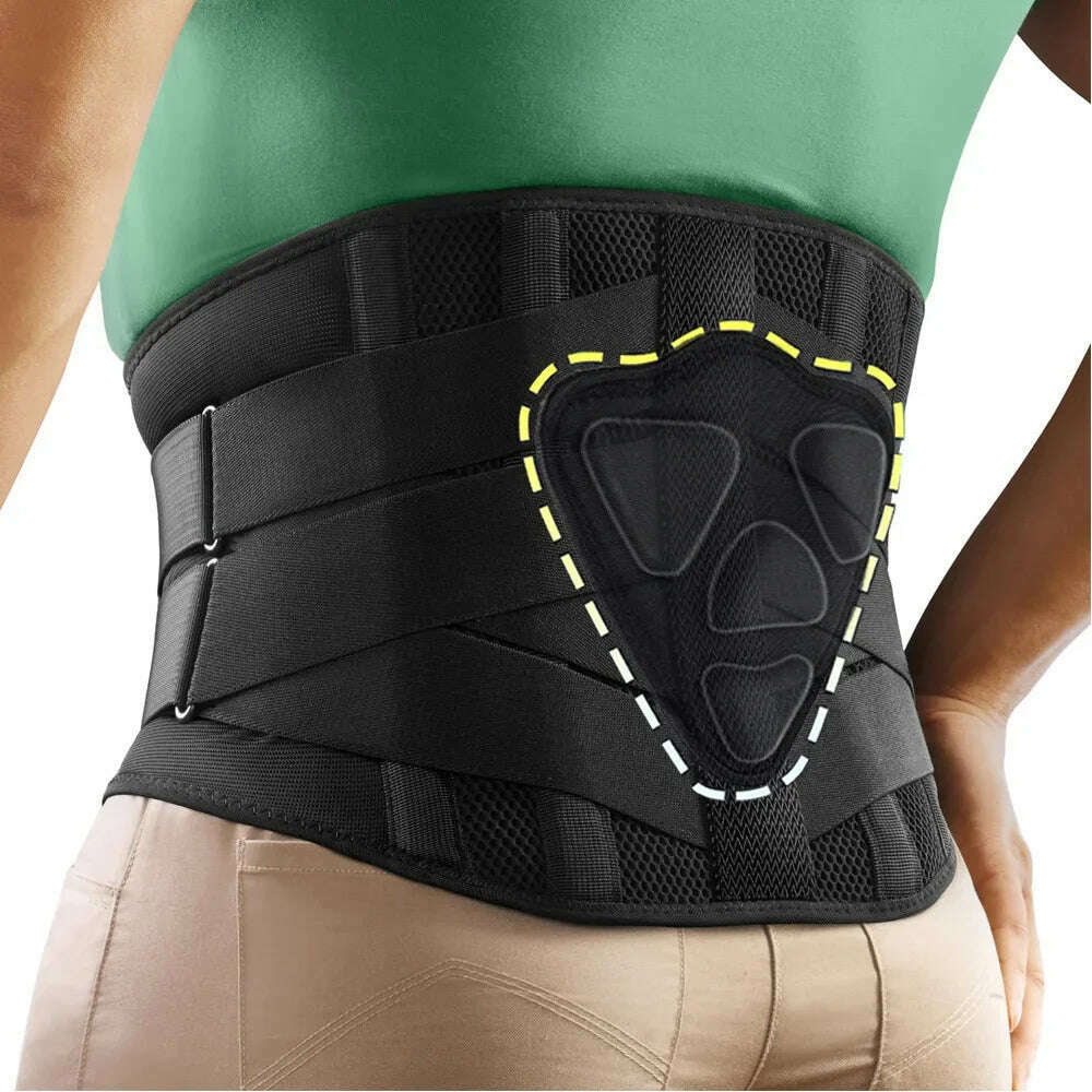 KIMLUD, Back Brace for Lower Back Pain Relief Men Women,Breathable Back Support Brace with 3D Lumbar Support Pad for Lifting At Work, B-black / XXL, KIMLUD APPAREL - Womens Clothes
