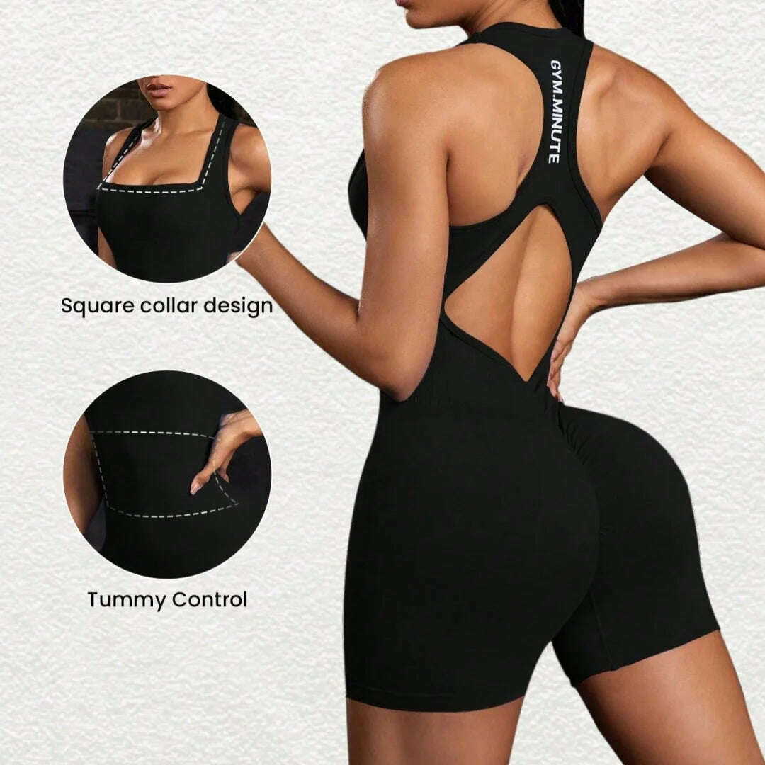 Back Cross Sports Yoga Jumpsuits Women One Piece Bodysuits High Stretchy Rompers Breathable Ropa Deportiva Mujer Gym Tracksuit - KIMLUD