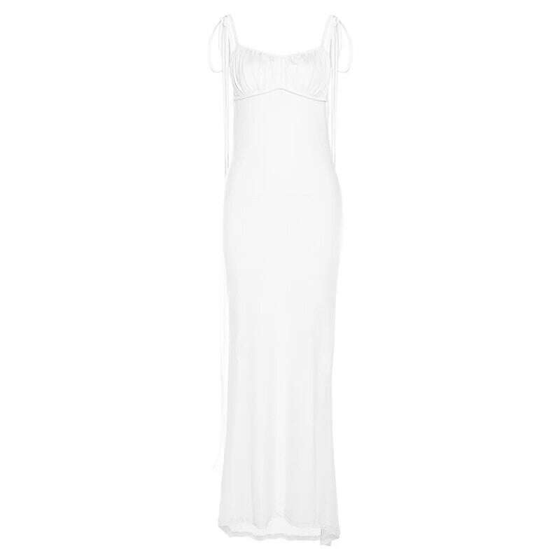 KIMLUD, Backless Maxi Dress Elegant Red Long Sleeve Sexy Ruched Bodyocn Evening Party Dress for Women 2023 Spring Slim Christmas Outfits, White 3 / L, KIMLUD Womens Clothes