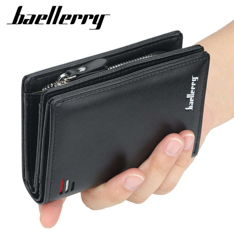 Baellerry Short Men Wallets Fashion New Card Holder Multifunction Organ Leather Purse For Male Zipper Wallet With Coin Pocket - KIMLUD