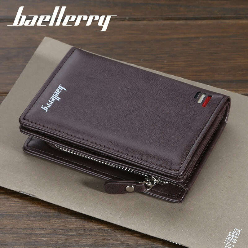 Baellerry Short Men Wallets Fashion New Card Holder Multifunction Organ Leather Purse For Male Zipper Wallet With Coin Pocket - KIMLUD