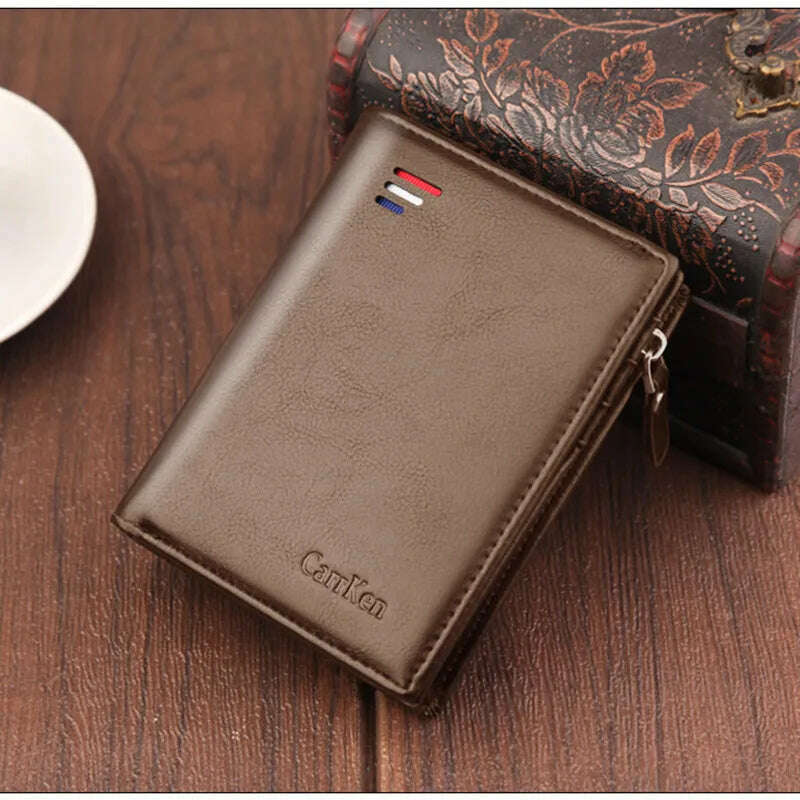 Baellerry Short Men Wallets Fashion New Card Holder Multifunction Organ Leather Purse For Male Zipper Wallet With Coin Pocket - KIMLUD
