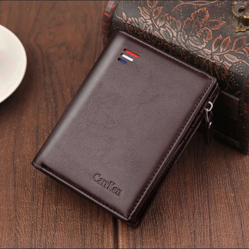 Baellerry Short Men Wallets Fashion New Card Holder Multifunction Organ Leather Purse For Male Zipper Wallet With Coin Pocket - KIMLUD