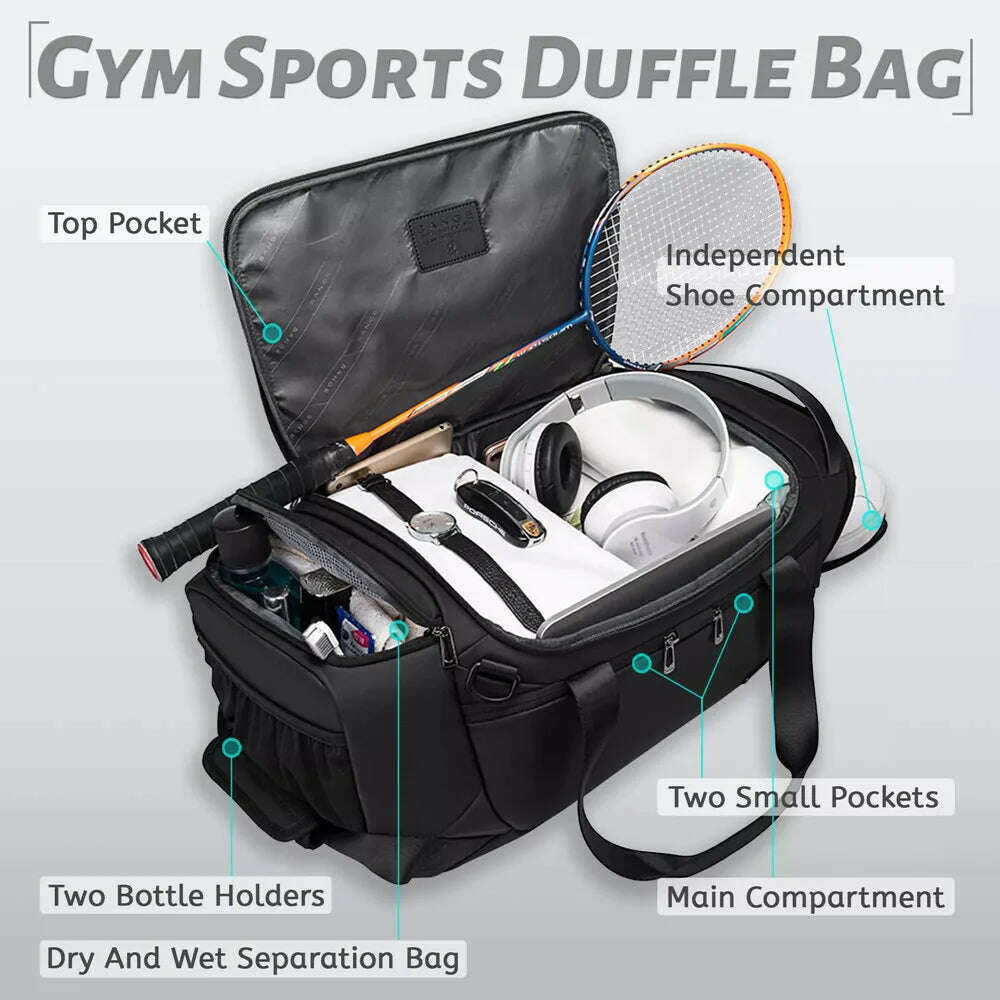 BANGE Sports Bags Men Gym Bags For Fitness Training Outdoor WaterProof Sport Bag Dry Wet Separation Bags Sac De Travel Bag - KIMLUD