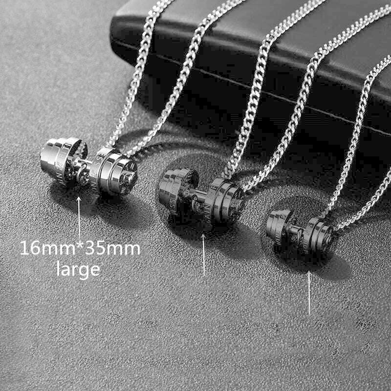 Barbell Necklace Male necklace stainless steel mens Couple pendants Fitness sports man accesories jewelry for neck - KIMLUD