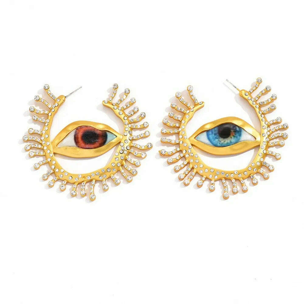 KIMLUD, Baroque Style Vintage Alloy Big Eyes Dangle Earrings For Women Jewelry New Arrival Fashion Exaggerated Lady Ears' Accessories, KIMLUD Womens Clothes