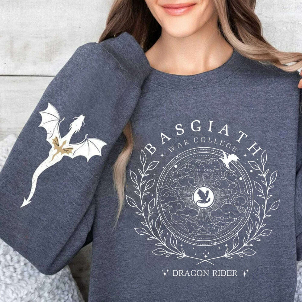 Basgiath War College Double-side Sweatshirt Fourth Wing Graphic Tee Fly or Die Shirt Vintage Pullover Bookish Hoodie Sweatshirt - KIMLUD