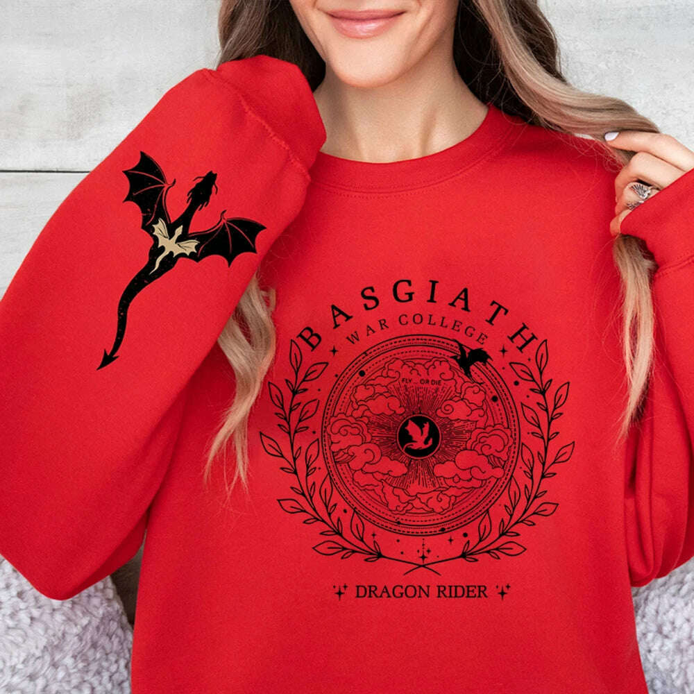 Basgiath War College Double-side Sweatshirt Fourth Wing Graphic Tee Fly or Die Shirt Vintage Pullover Bookish Hoodie Sweatshirt - KIMLUD