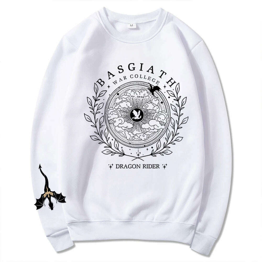 Basgiath War College Double-side Sweatshirt Fourth Wing Graphic Tee Fly or Die Shirt Vintage Pullover Bookish Hoodie Sweatshirt - KIMLUD