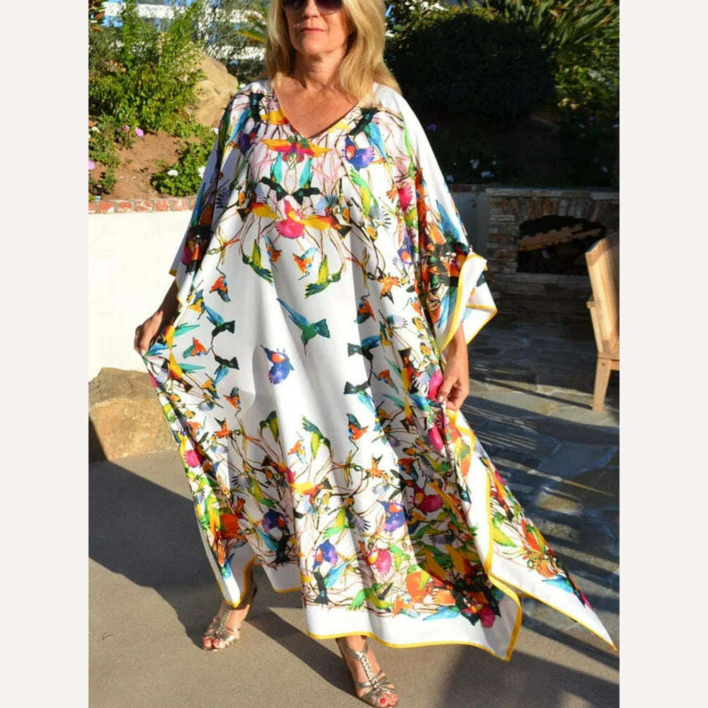 beach dresses and kaftans Beach Dresses Bird Bohemian Kaftans for Women 2023 New Loose Bikini Co