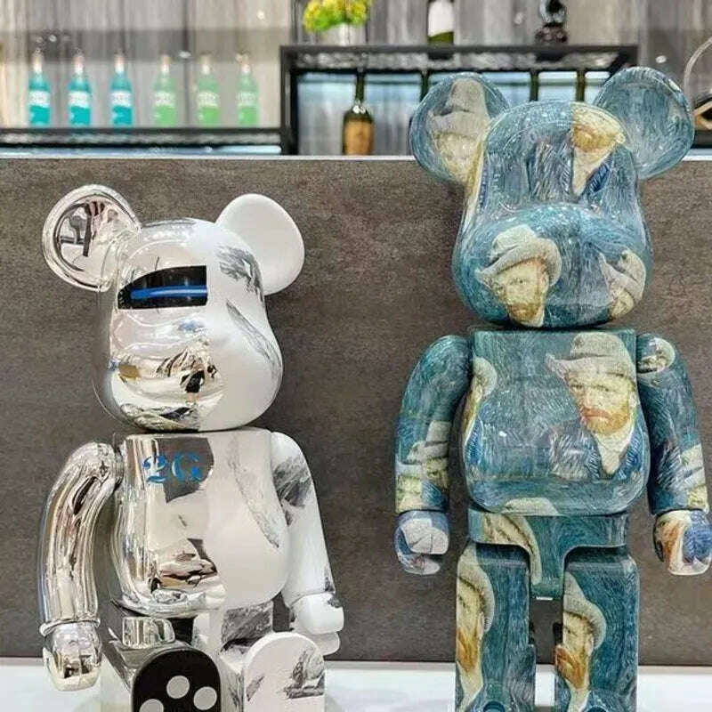 KIMLUD, Bearbricks 400 Figure Bearbricks 28cm Bearbricks Van Goghes BearBricks Daft Punks 2G Figurine White Moon Bear Brick High Quality, KIMLUD Womens Clothes