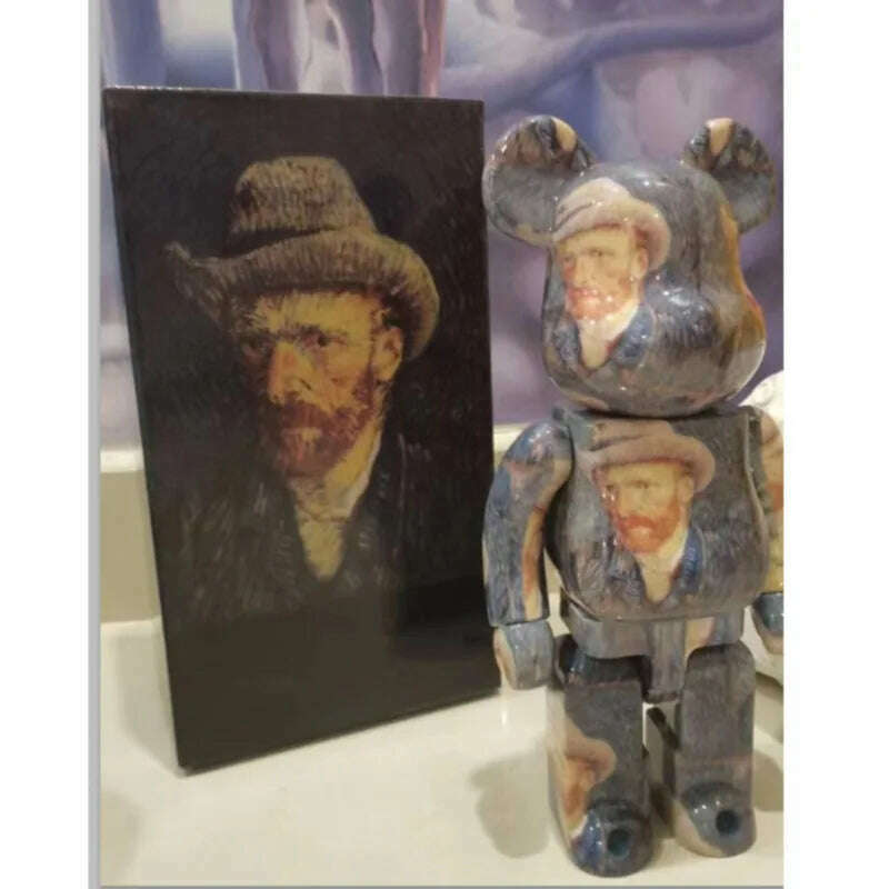 KIMLUD, Bearbricks 400 Figure Bearbricks 28cm Bearbricks Van Goghes BearBricks Daft Punks 2G Figurine White Moon Bear Brick High Quality, A28, KIMLUD Womens Clothes