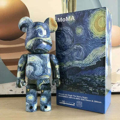 KIMLUD, Bearbricks 400 Figure Bearbricks 28cm Bearbricks Van Goghes BearBricks Daft Punks 2G Figurine White Moon Bear Brick High Quality, A3, KIMLUD Womens Clothes