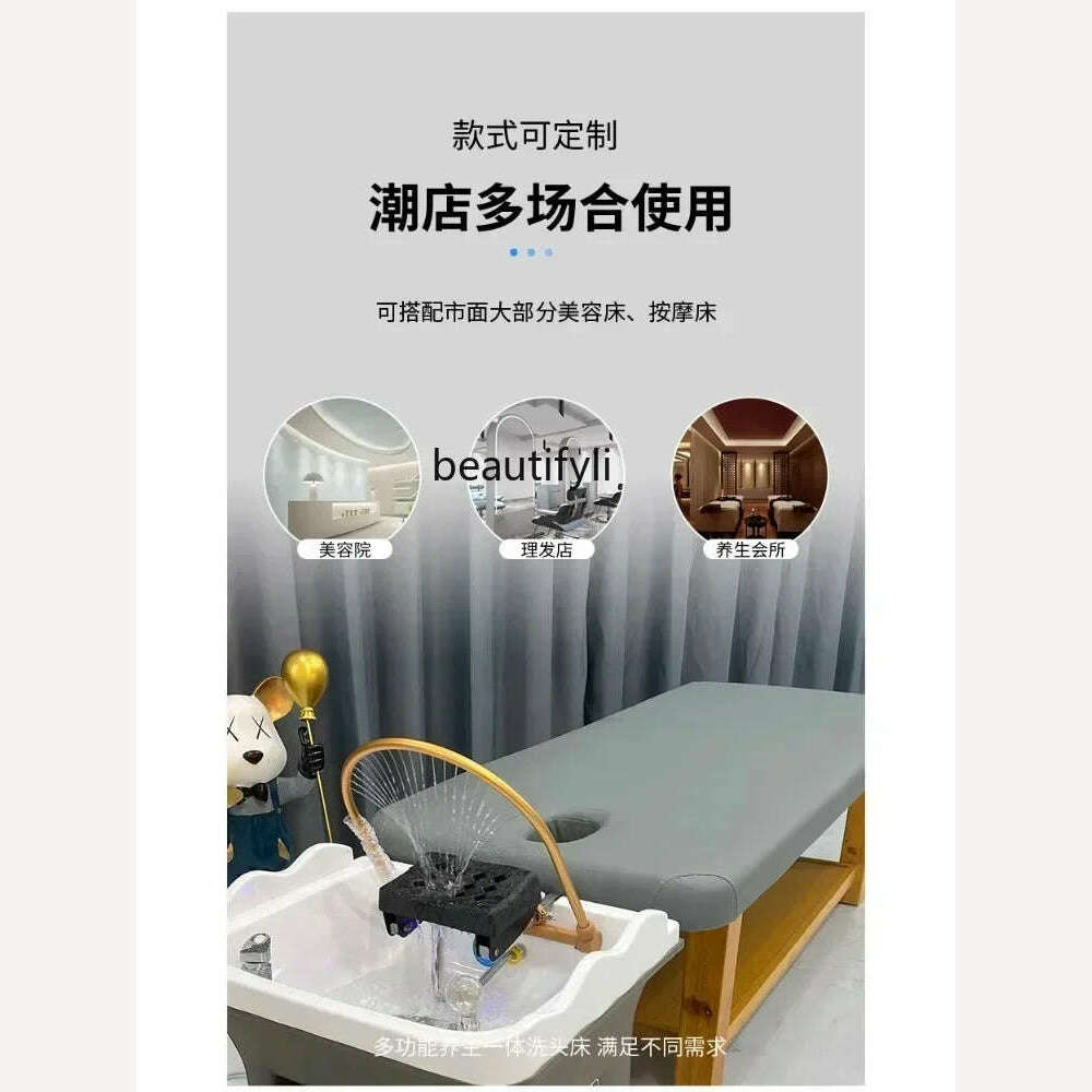 KIMLUD, Beauty Salon Massage Couch Movable Head Therapy Machine Water Circulation Fumigation Head Recuperation Hair Shampoo Basin, KIMLUD Womens Clothes