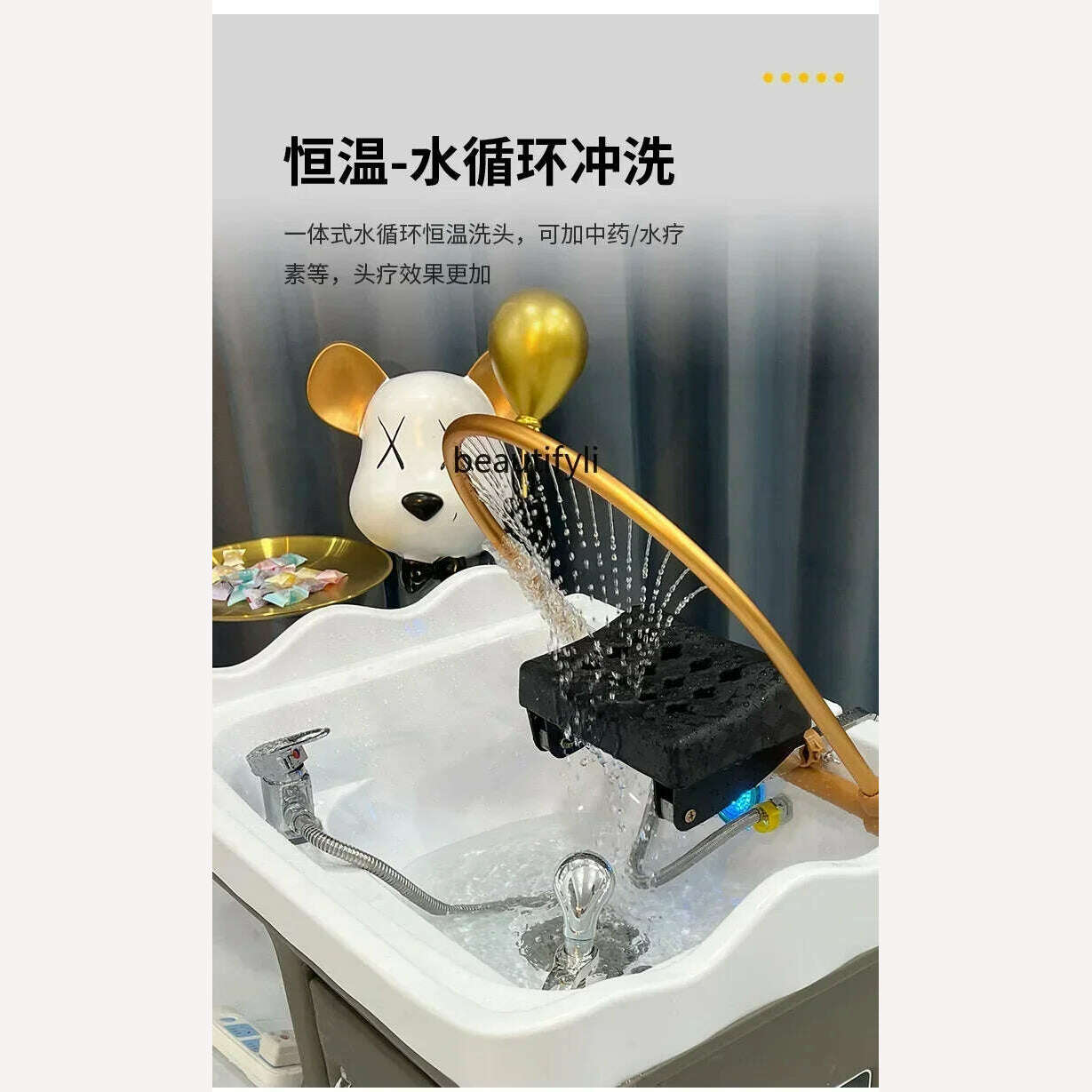 KIMLUD, Beauty Salon Massage Couch Movable Head Therapy Machine Water Circulation Fumigation Head Recuperation Hair Shampoo Basin, KIMLUD Womens Clothes